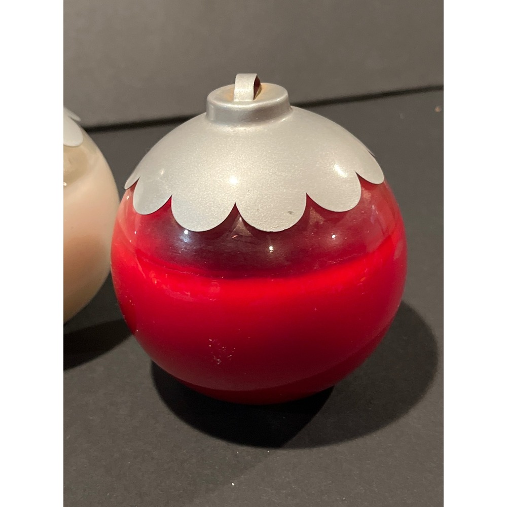 Candle-lite Christmas Ornament Jar Candles -2- Cinnamon & Mint 9.5oz Red White - Picture 2 of 7